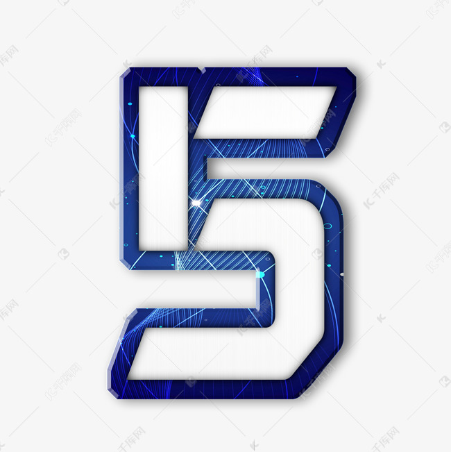 蓝色科技倒计时数字5艺术字设计图片-千库网
