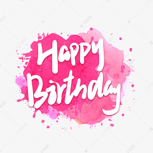 happybirthday白色卡通艺术字
