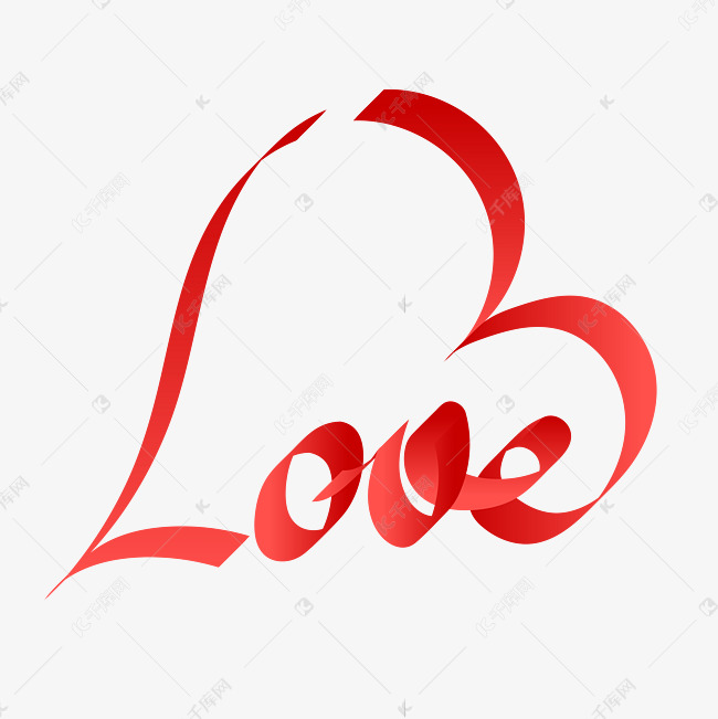 七夕节红色飘带英文love