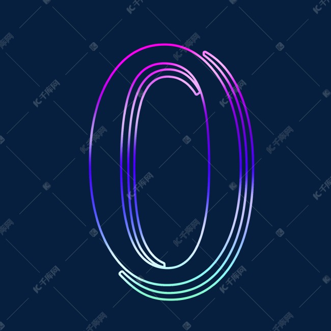 科技渐变线条数字0艺术字设计图片-千库网
