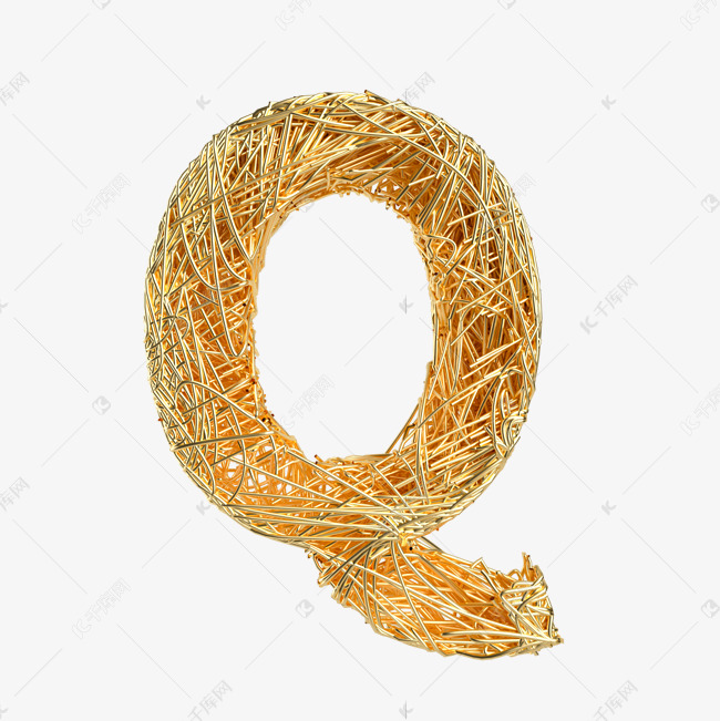 金属抽象线条字母q艺术字设计图片-千库网