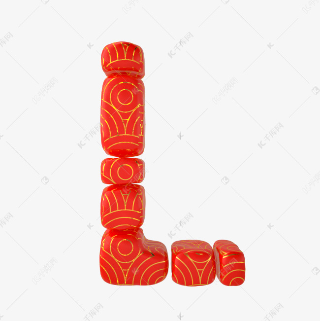 喜庆中国风红金字母l艺术字设计图片-千库网