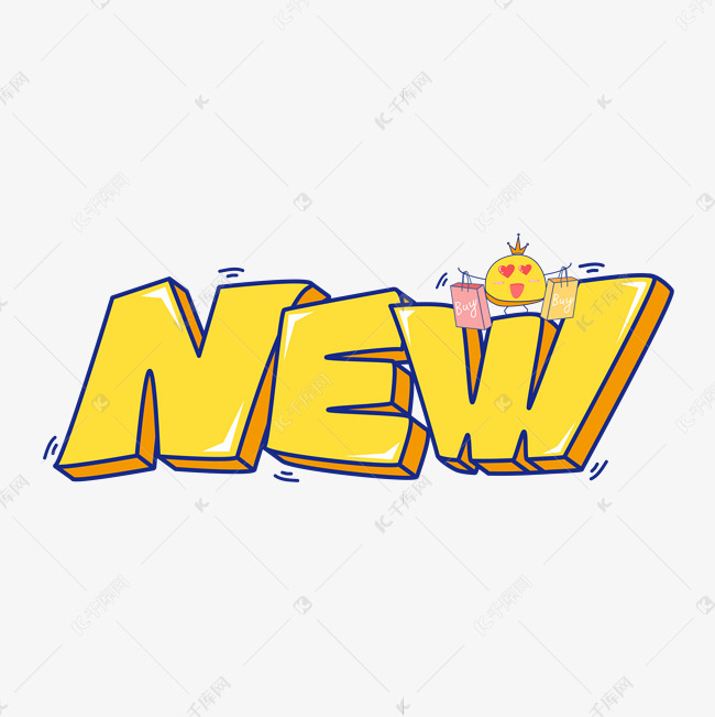 newy英文新的新款卡通立体矢量