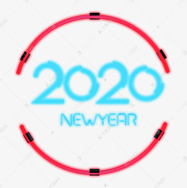 2020NEWYEAR创意字体设计鼠年节日2020年新年快乐霓虹灯