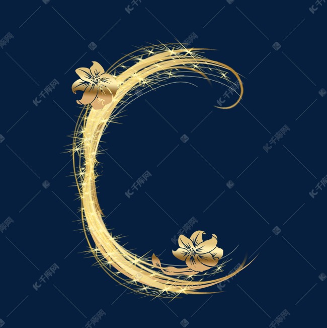 千库艺术文字频道为金色花纹字母c艺术字体提供免费下载的机会,更多