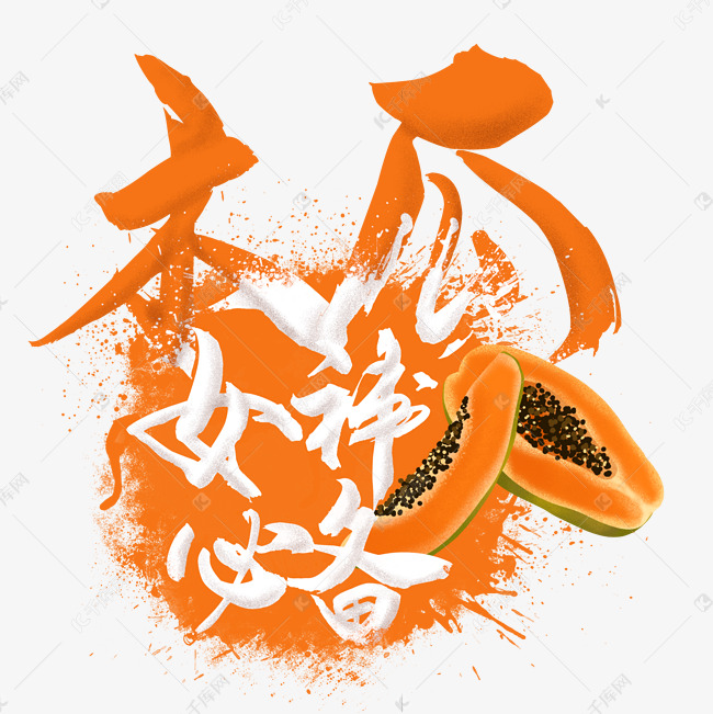 水果语录之木瓜艺术字设计图片-千库网