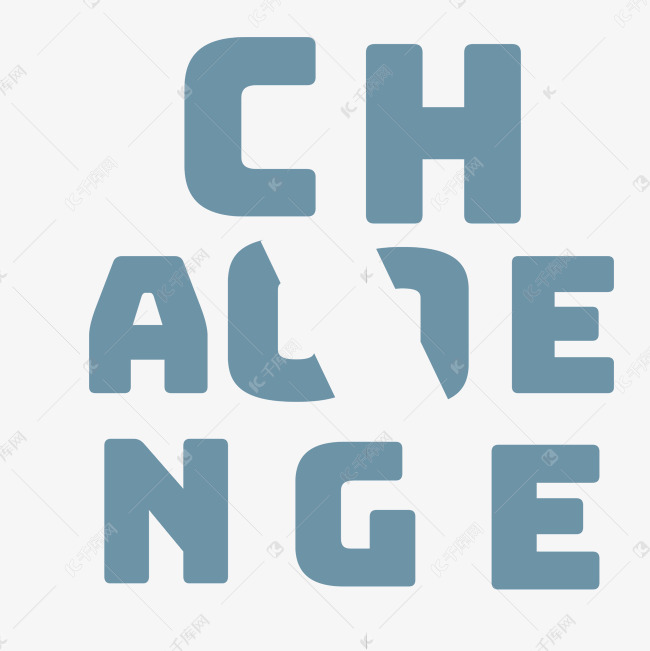 蓝色英文字chaoenge艺术字设计图片-千库网