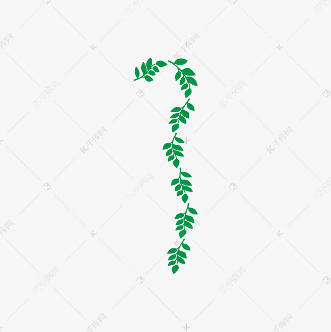 创意绿色植物叶子数字1