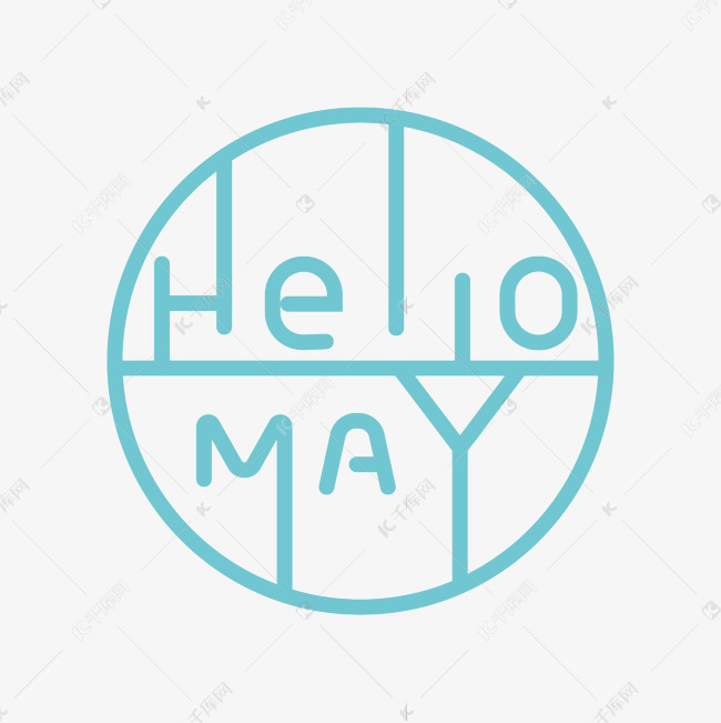 淡蓝色英文你好五月Hello MAY