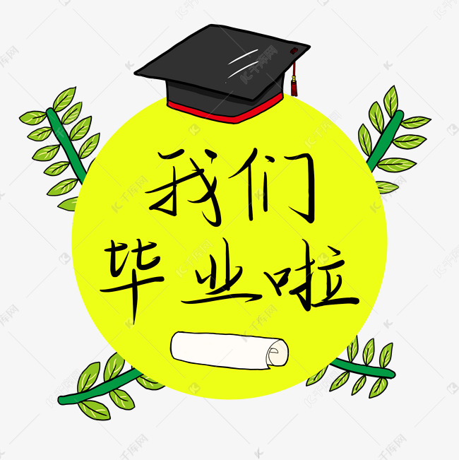 毕业季黄色青春学校我们毕业啦艺术字