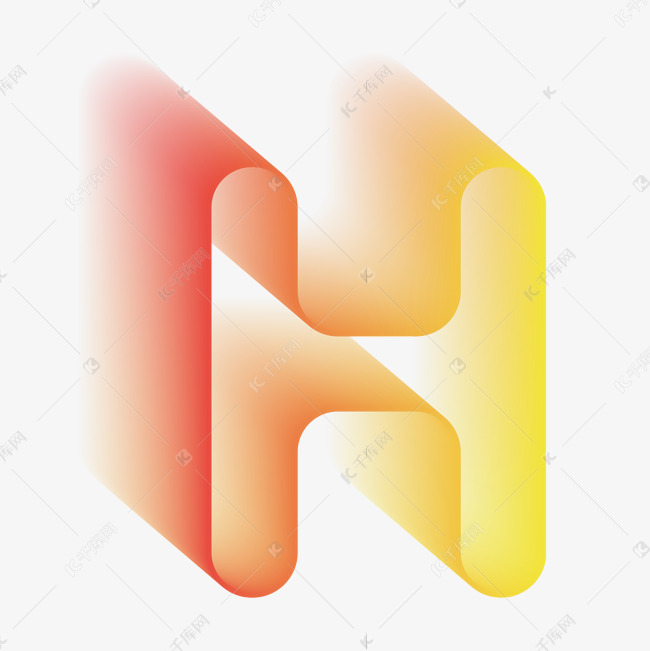 矢量唯美渐变立体字母h