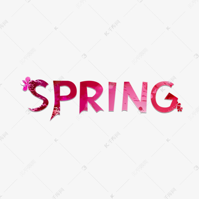 spring春季春天春字常用英文词创意设计千库原创