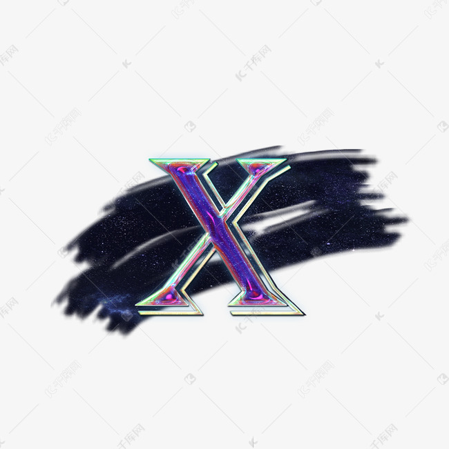 星辰彩虹色光泽字母x