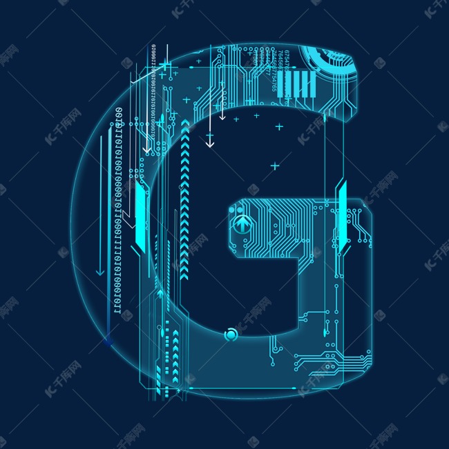 蓝色科技线条PSD字母G