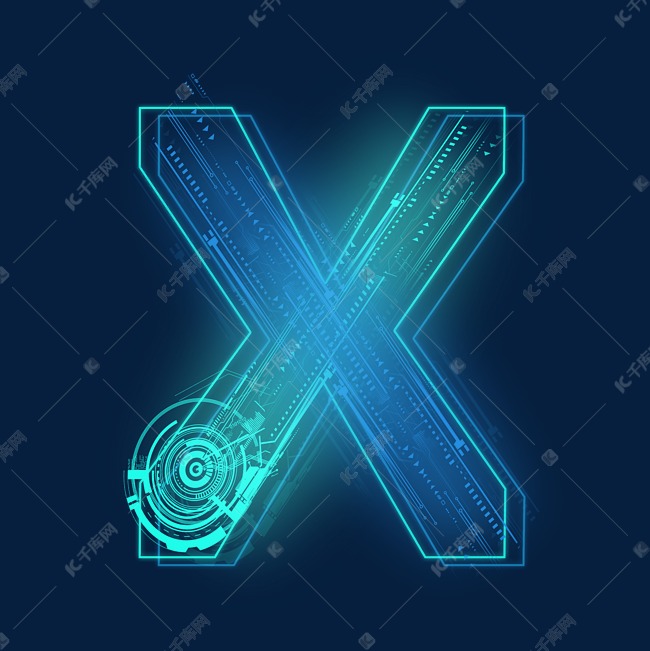 科技线条蓝色绿色字母X