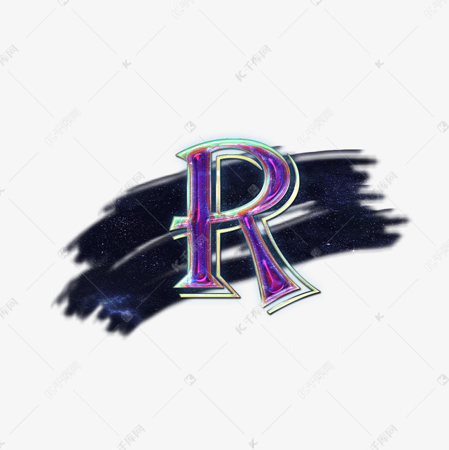 星辰彩虹色光泽字母r