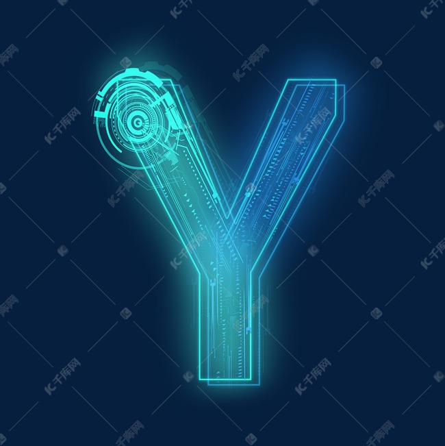 科技线条蓝色绿色字母Y