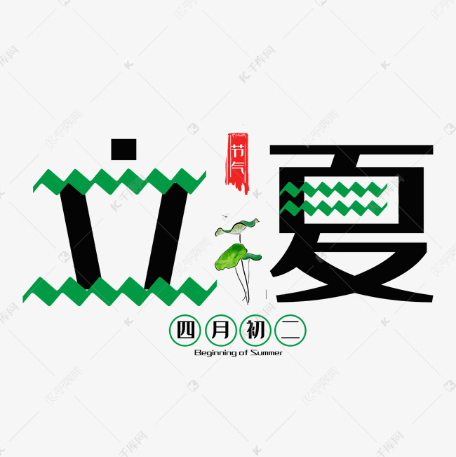 立夏二十四传统节气清新艺术字