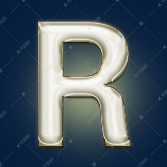 金色镏金光效PSD字母R艺术字设计图片-千库网