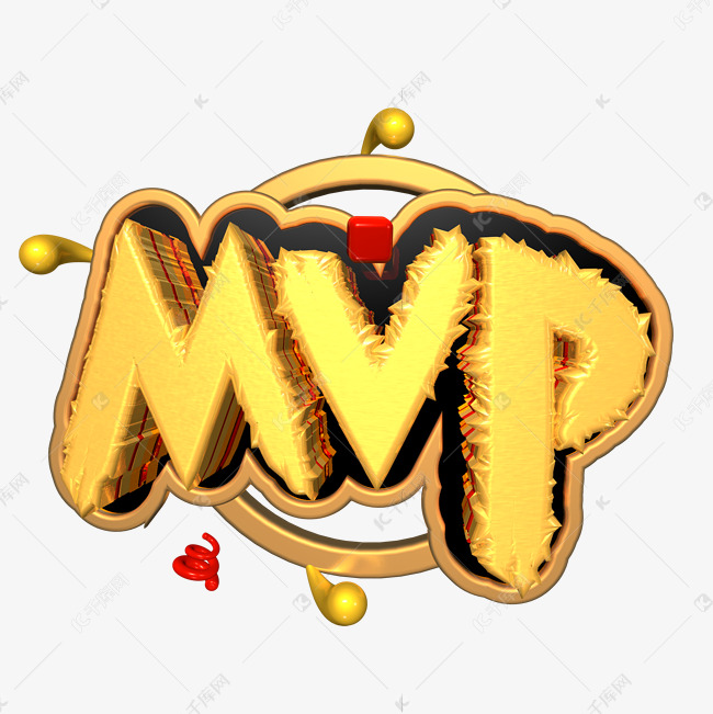 mvp金色立体c4d艺术字