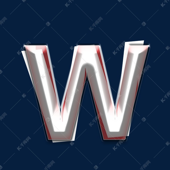 立体重叠白色红色字母w