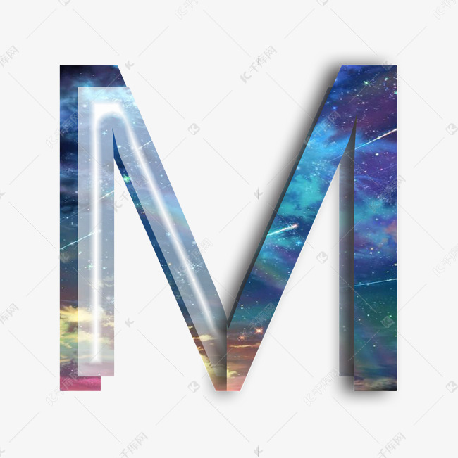 创意蓝色立体字母m艺术字