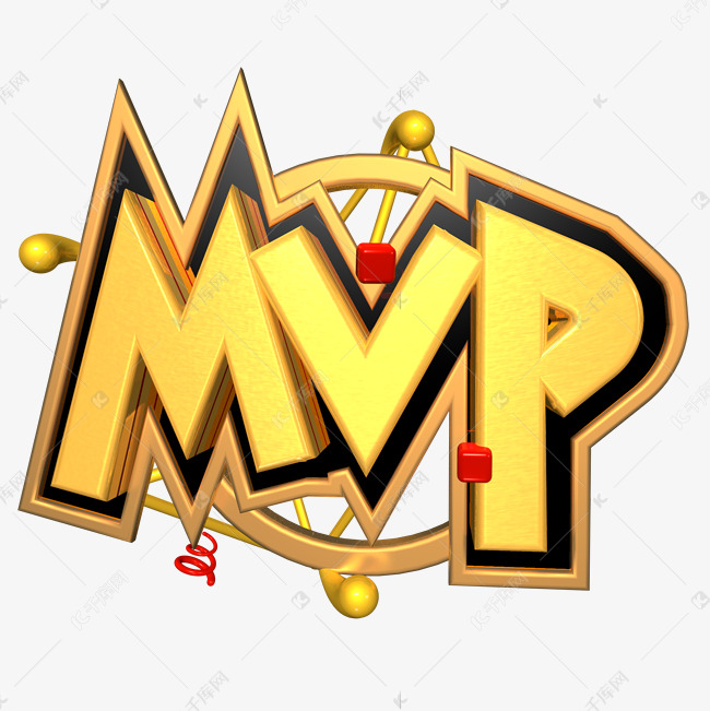 mvp金色立体c4d艺术字