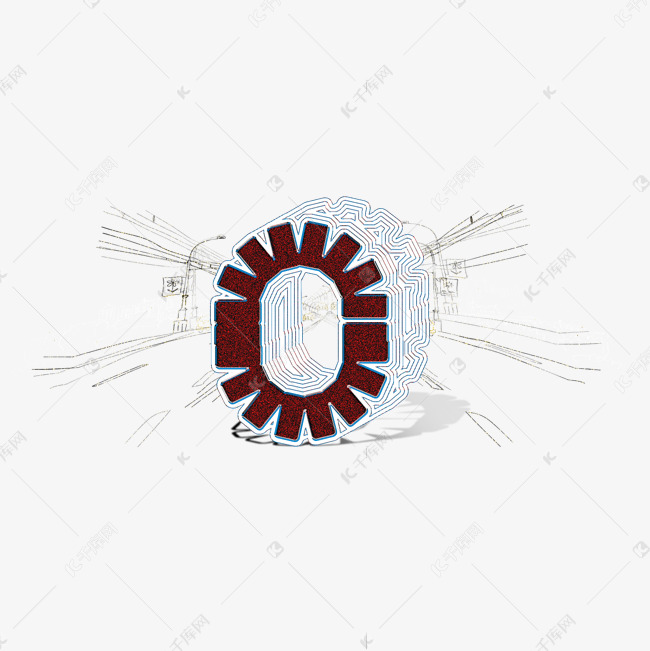 灰色创意数字0字体设计