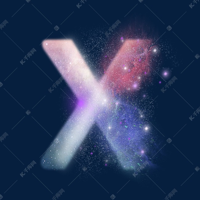 创意星空蓝色红色字母x
