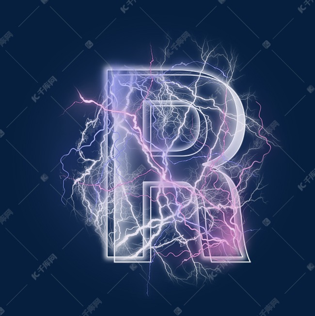 炫酷闪电蓝色紫色字母r