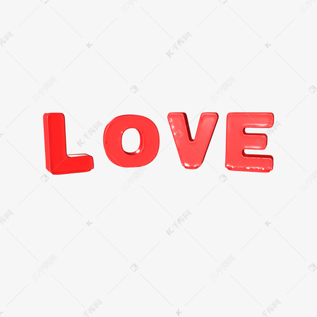 LOVE立体字体C4D创意粉色字体爱心3d