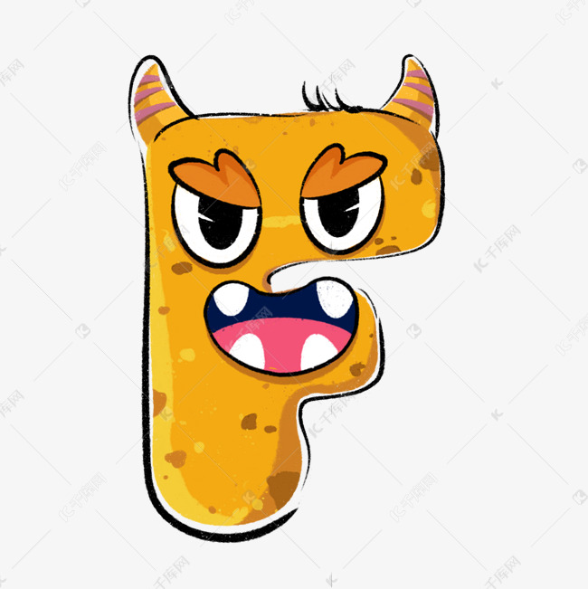 千库艺术文字频道为英文字母f怪兽创意设计艺术字体提供免费下载的