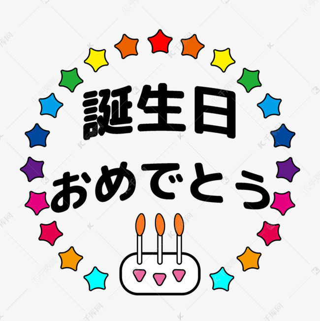 日文生日快乐星星蛋糕装饰字体