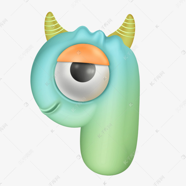 英文字母小写q怪兽创意设计艺术字设计图片