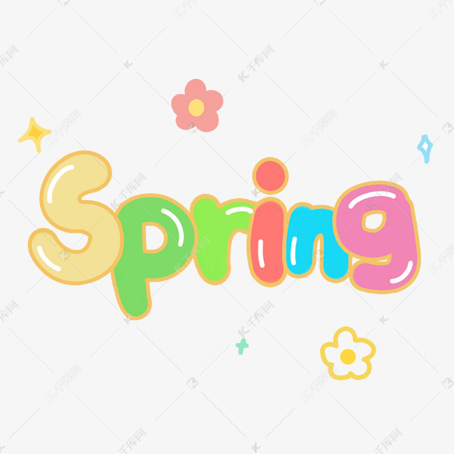 spring春天英文卡通