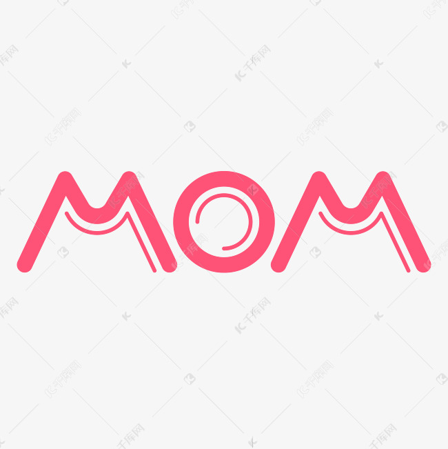 MOM母亲节粉色卡通圆体