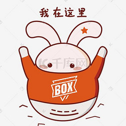 小兔子表情图片_日常情绪卡通兔子表情包之我在这