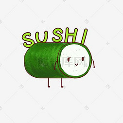 寿司卷插画图片_Q版精致日料表情包寿司卷