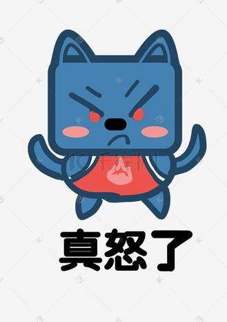 小猫方脸猫q版卡通角色动物形象聊天表情包真怒了