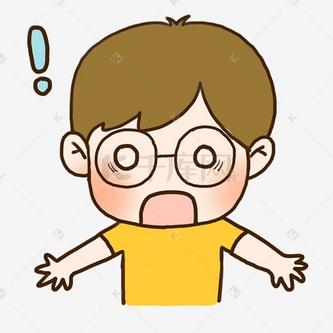 手绘可爱眼镜男孩吃惊表情元素下载