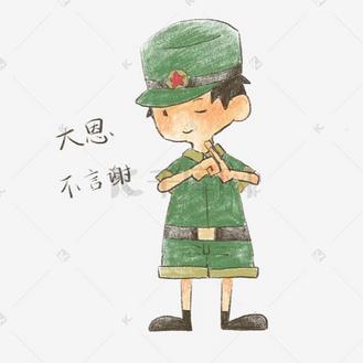 手绘新生男孩军训表情包大恩不言谢插画