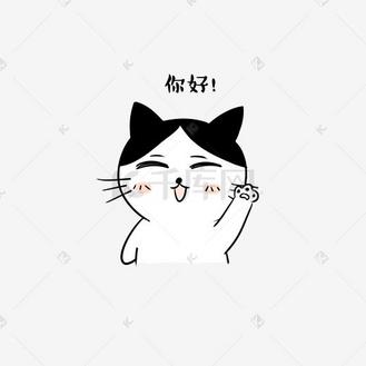 卡通猫咪哈喽打招呼表情包