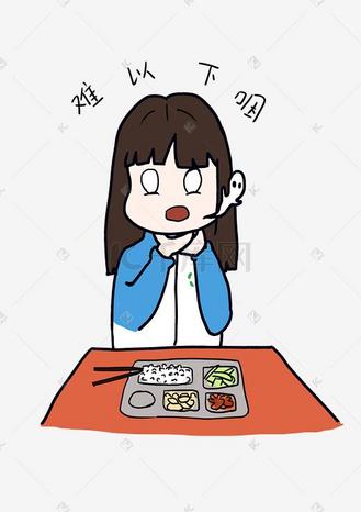 开学小女生卡通人物形象难以下咽表情包