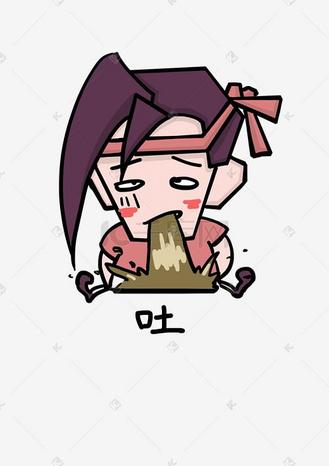 武士q版卡通角色人物形象聊天表情包吐