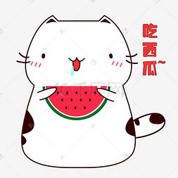 猫开心表情包图片_可爱小肥猫咪吃西瓜表情包