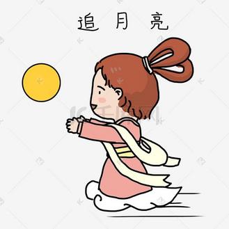 卡通月亮表情图片素材_中秋嫦娥卡通表情包