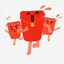 奔跑的红包图片_红色可爱手绘通用三只奔跑流汗的