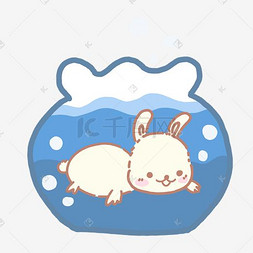 小白兔游泳表情包