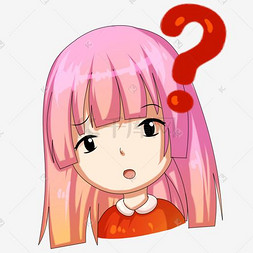 表情疑问小女孩插画下载 png下载psd卡通猫咪哈喽打招呼表情包下载
