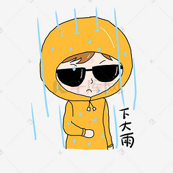 下暴雨图片_大姐大出门下大雨穿雨衣表情